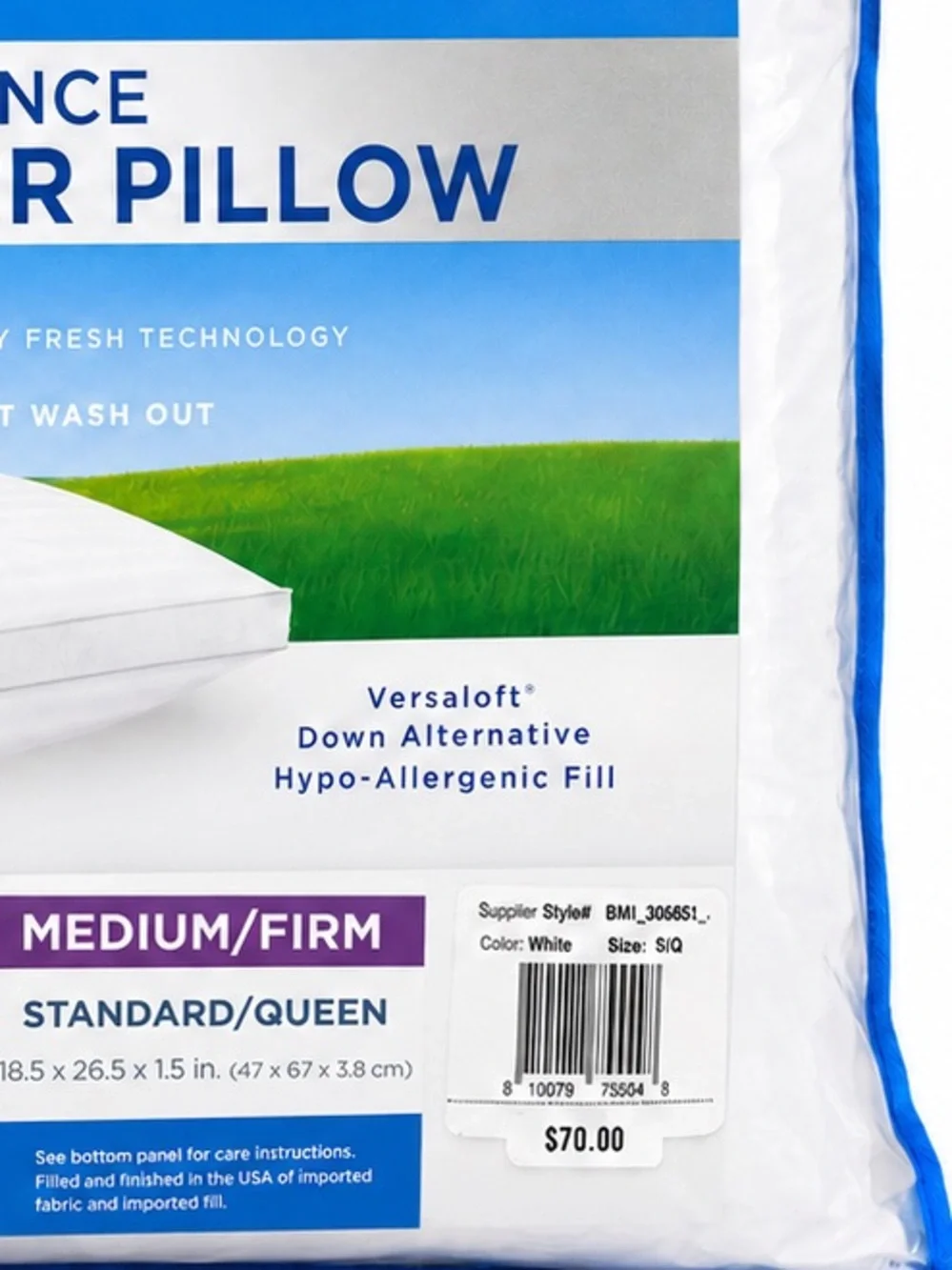 High Performing Claritin Allergen Barrier Medium/Firm Standard Queen Pillow NEW